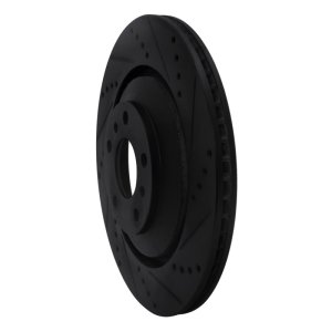 Audi A8 Brake Rotor (1) - Rear Right - R1 Concepts - Drilled & Slotted - Black - `04-`18